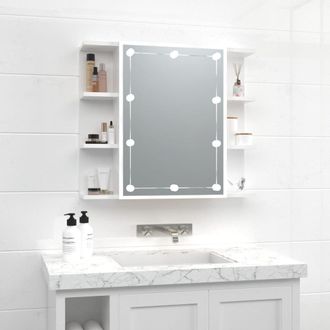 Berkfield Home Mirror Cabinet with LED High Gloss White 70x16.5x60 cm