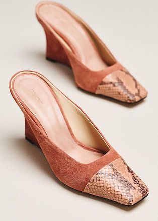 Maeve Leather Toe Cap Wedge Mules