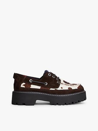 Tommy Hilfiger Archive Suede Cleat Cow Print Boat Shoes