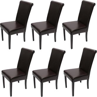 Hhg Hhg - Lote De 6 Sillas De Comedor Silla De Cocina Novara Ii, Cuero, Marr&oacute;n, Patas Oscuras