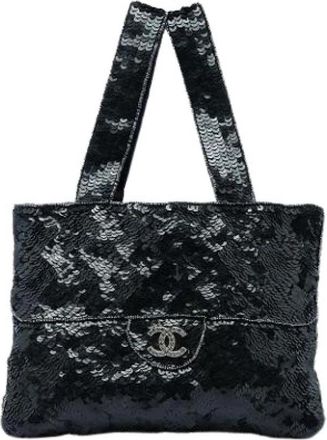 Chanel Pre-owned Sequined Mesh Tote Bag - Dames - Vintage Shopper - Zwart - ONE Size - Pailletten - Vintage
