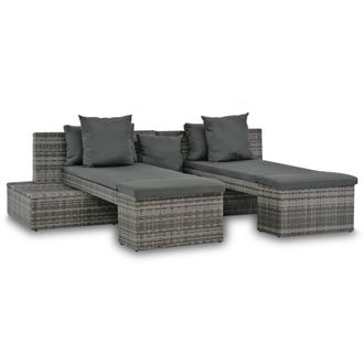 vidaXL Set De Muebles De Jard&iacute;n 4 Pzas Y Cojines Rat&aacute;n Sint&eacute;tico Gris Vidaxl