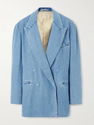 Dries Van Noten Blazer Doppiopetto Oversize In Denim - Blu