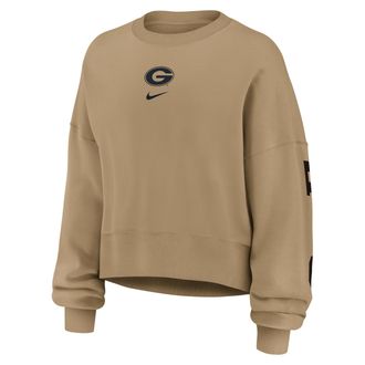 Nike Georgia Phoenix 2-Hit Nike Womens College Pullover Crew in Brown | 01D72FENGB-ZEE