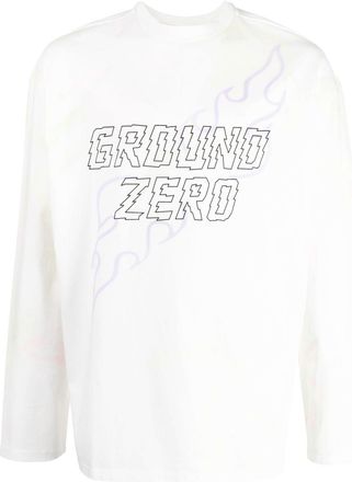 Ground-Zero graphic-print long-sleeved T-shirt - men - Cotton - S - White