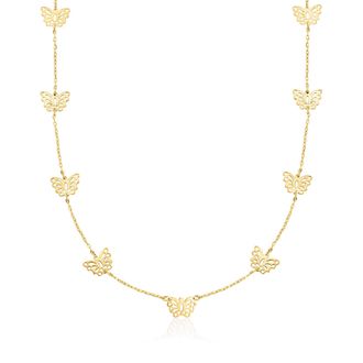 RS Pure by Ross-Simons Italian 14kt Yellow Gold Butterfly Station Necklace