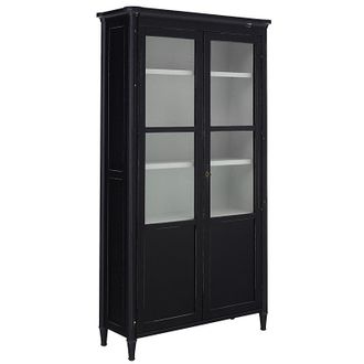 Ballard Designs Thatcher Display Cabinet - Distressed Black Over Gray - Ballard Designs