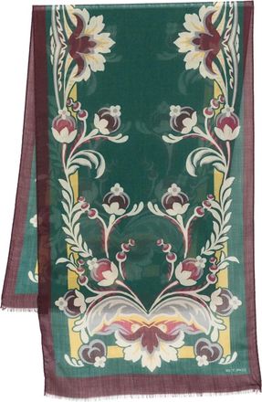 Etro border-detail scarf - women - Cashmere - One Size - Green