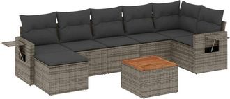 vidaXL Vidaxl - Set De Sof&aacute;s De Jard&iacute;n 8 Pzas Y Cojines Rat&aacute;n Sint&eacute;tico Gris