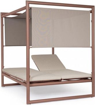 Konte Design Daybed de aluminio oxidado con tumbonas reclinables beige