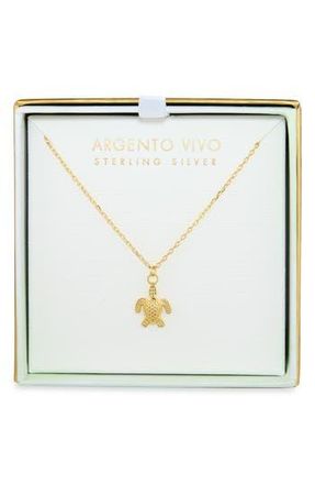 Argento Vivo Turtle Charm Necklace in Gold at Nordstrom Rack