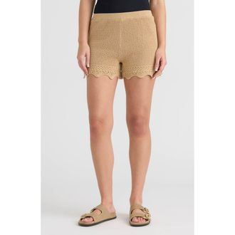 NVLT Scallop Crochet Shorts in Oatmeal at Nordstrom Rack, Size X-Large