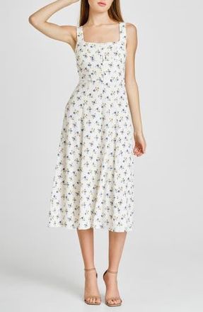 Wayf Leonie Floral Crepe Midi Dress in Ivory Ditsy at Nordstrom Rack, Size Medium
