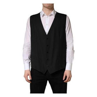 Dolce & Gabbana Single-Breasted Waistcoat - male - Dolce & Gabbana - Waistcoats - Black - 5XL - Suits