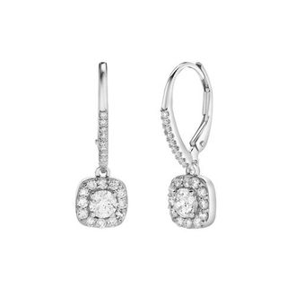 LuvMyJewelry Skye Pave Square Shape Diamond Drop Huggie Hoop Earrings in 14K Gold in 14K White Gold at Nordstrom