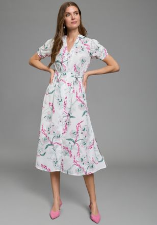 Laura Scott Blusenkleid LAURA SCOTT, Damen, Gr. 34, N-Gr, wei&szlig; gebl&uuml;mt, Web, Obermaterial: 100% Polyester, bedruckt, Kleider Blusenkleid, femininer Stil, f&uuml;r viel