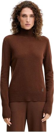 Patrizia Pepe Truien & Vesten, Dames, Bruin, XS, Leer, Trui met col