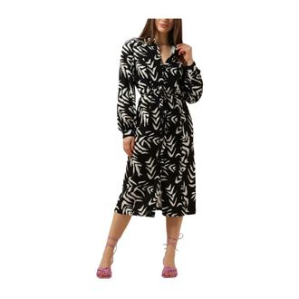 Object Elegante Zwarte Midi Jurk - Dames - Shirt Kleedjes - Zwart - XS - Kleedjes