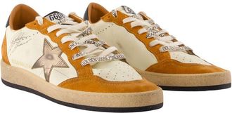Golden Goose Mens Ballstar Sneakers - Golden Goose Deluxe Brand Leather Brown Calfskin Shoes