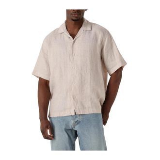 Selected Beige Casual Short Sleeve Shirt Resort - Heren - Korte mouwen Overhemden - Beige - XL - Overhemden