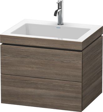 Duravit Lavabo Para Muebles Duravit L-cube C-bonded Con Base, Colgante, 60x48 Cm, 2 Cajones, Sin Rebosadero, 1 Agujero Para Grifo, Color: Pino Terra Decor - L