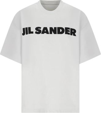 Jil Sander Logo T-Shirt - Dames - T-shirts - Grijs - L - Katoen - Tops