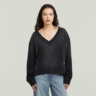 G-Star Sunfaded V-Neck Loose Sweater - Zwart - Dames