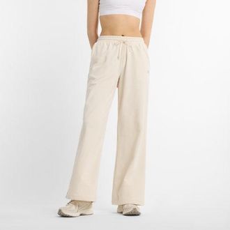 New Balance Womens Coastal Fleece Pant in Beige Poly Knit, size X-Large