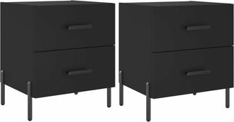 vidaXL Vidaxl - Mesitas De Noche 2 Uds Madera Ingenier&iacute;a Negro 40x35x47,5 Cm
