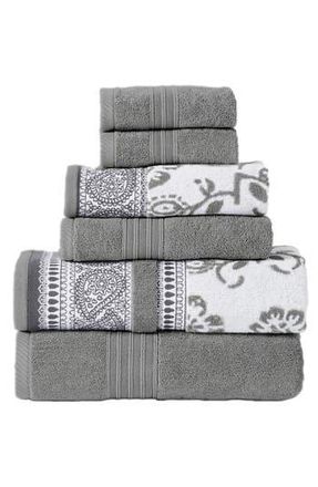 Modern Threads Yarn Dyed Jacquard/Solid Towel 6-Piece Set - Ophelia Stone at Nordstrom Rack, Size 6 Piece Set