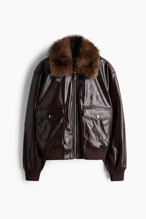 H&M Detachable-collar Coated Jacket in Dark Brown at Nordstrom, Size X-Small