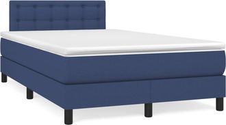 vidaXL Cama Box Spring Con Colch&oacute;n Y Luces Led Tela Azul 120x190 Cm Vidaxl
