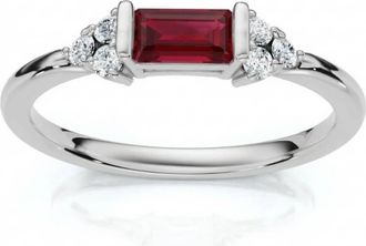 Pompeii3 1/3Ct Thin Ruby Diamond Stackable Wedding Ring 14k Gold Lab Grown