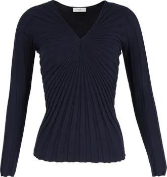 Sandro Sandro Justine V-hals gebreide trui van marineblauw katoen