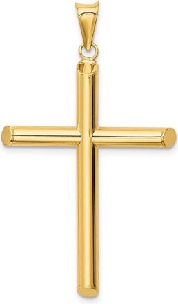 Diamond2Deal 14k Yellow Gold Polished Tube Cross Pendant