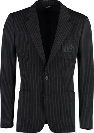 Dolce & Gabbana Black Stripes Notched Lapel Blazer