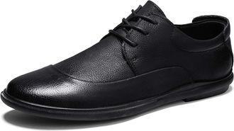 Generic Oxford Formal Shoes for Men Lace Up Round Apron Toe Faux Leather Non Slip Rubber Sole Slip Resistant Business(Black,6.5 UK)