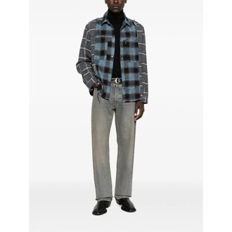 Haikure Patchwork Plaid Cotton Shirt - Blue