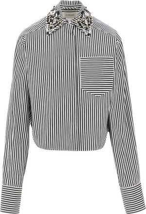Sportmax Striped Poplin Cropped Shirt