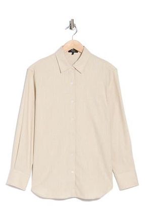 Theory Linen Blend Boyfriend Shirt in Stoneware at Nordstrom Rack, Size X-Large