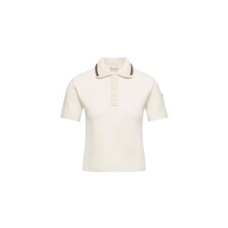 Moncler Moncler Cotton Knit Polo Shirt, Women, White, Size: Xl