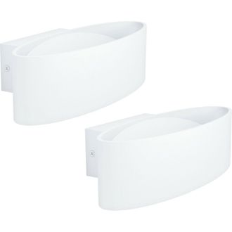 Loops 2 PACK Wall Light Colour White Shade Transparent Plastic Bulb LED 10W Included