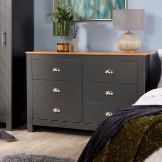 Home Source Industries Chest of 6 Drawers Wooden Bedroom Home Clothing Storage Cabinet in Dark Grey