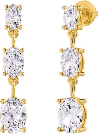 Diamond2Deal 18k Vermeil Plated Silver 2.5 Ct Oval Cut Lab Grown Diamond Drop & Dangle Earrings