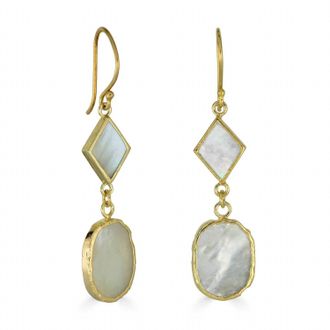 Rachel Reinhardt Jewelry Womens Mother Of Pearl Linear Earrings In Gold