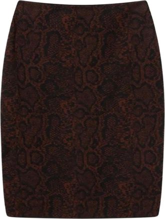 Stella McCartney Gonna midi a matita con stampa pelle di serpente - Marrone