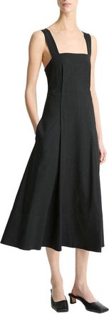 Vince Square Neck Linen-Blend Tank Dress