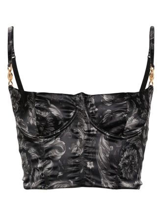 Versace Top con stampa Barocco - Nero