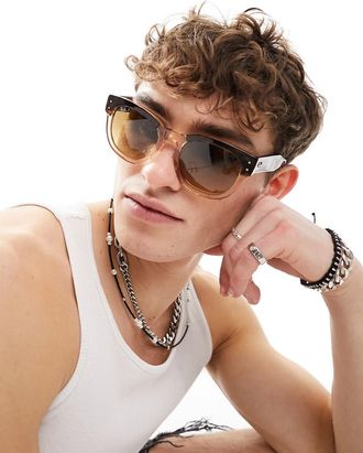 Ray-Ban Mega Hawkeye - Occhiali da sole arrotondati beige tartarugati-Marrone