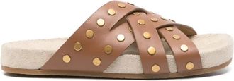 Michael Kors Bruine Casual Platte Sandaal - Dames - Sandalen - Bruin - 37 1/2 EU - Leer - Schoenen